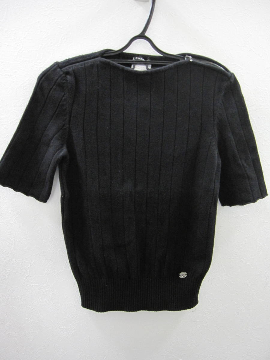 【得価，安い】 15174 CHANEL シャネル Tシャツ 洋服 ブラック(半袖カットソー)｜売買されたオークション情報、yahooの商品情報をアーカイブ公開 - オークファン 女性用