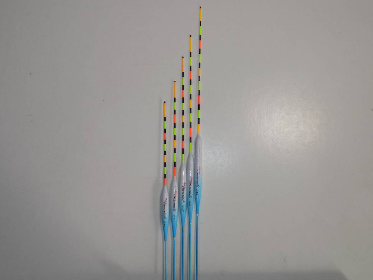 ヘラ浮き　花水樹　萱浮き　浅ダナパイプトップセットS　6・6.5・7・7.5・8号の５本セット　トップ配色目盛り数変更致します。