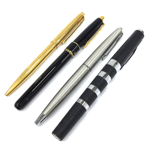 1円 パーカー 万年筆 カートリッジ式 SV金具 全長約13.6cm 他 ボールペン 含 筆記用具 計4点 セット