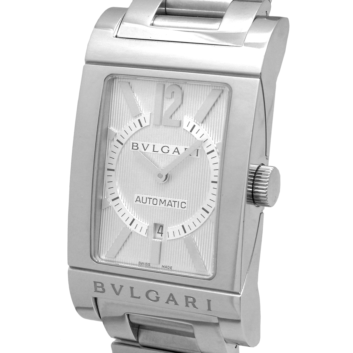 ブルガリ レッタンゴロ デイト 自動巻き オートマ シルバー文字盤 RT45S BVLGARI メンズ