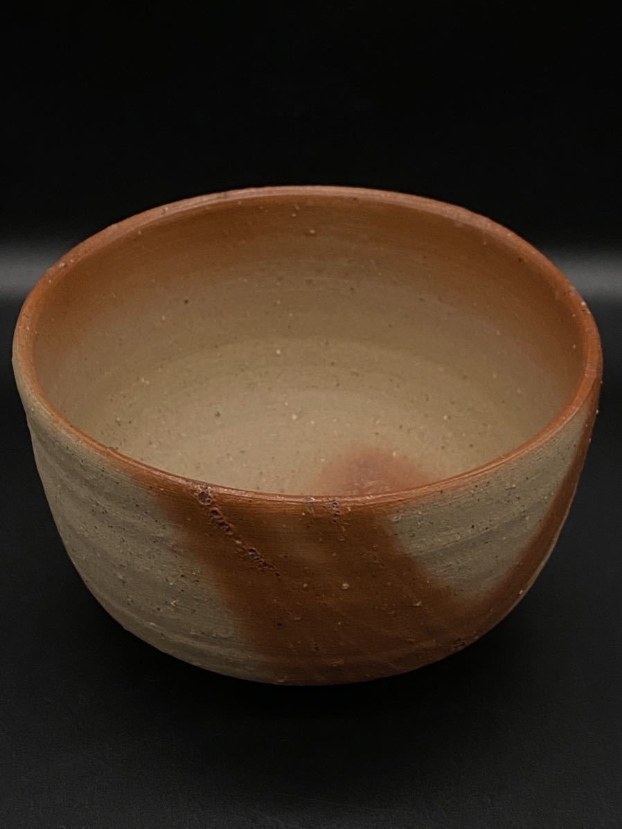 山本雄一 備前緋襷茶碗 No 9 緋襷 山本雄一 共箱 共箱