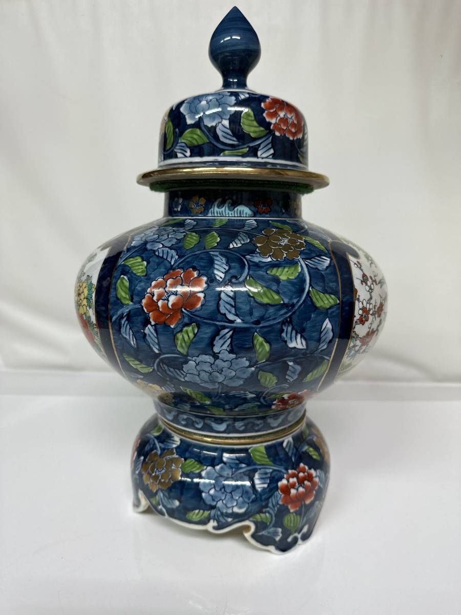 有田焼 飾壷 金龍窯 博山作 - 有田焼 金龍窯 博山作 花鳥 飾壷 伝統