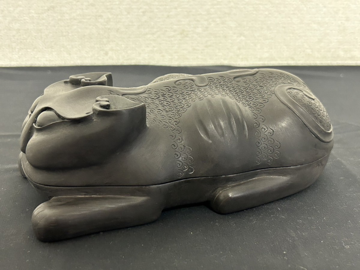 蔵出し　骨董　龍手彫り硯　水岩石如神　蔵之房珍 蔵出し 珍品 A2 細密猫型彫刻硯 硯 端渓硯 古玩硯 文房四宝 書道具 文