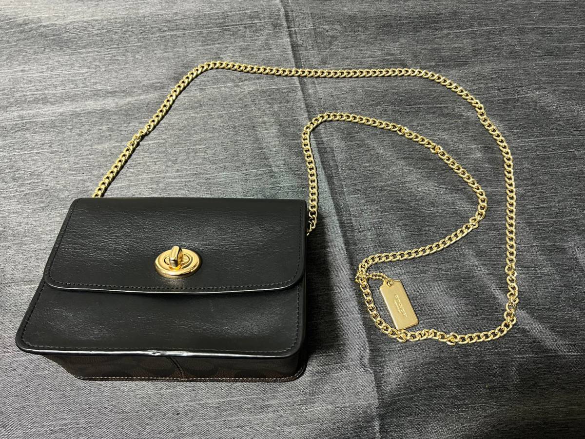 極美品/COACH/コーチ/シグネチャー/バワリー/チェーン/ショルダー 