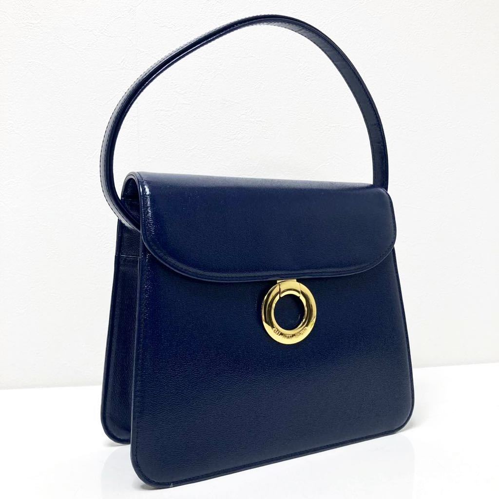 ★1円スタート★ JUNKO SHIMADA 49 ジュンコシマダ ハンドバッグ フォーマルバッグ パーティーバッグ ネイビー ゴールド サークル金具 