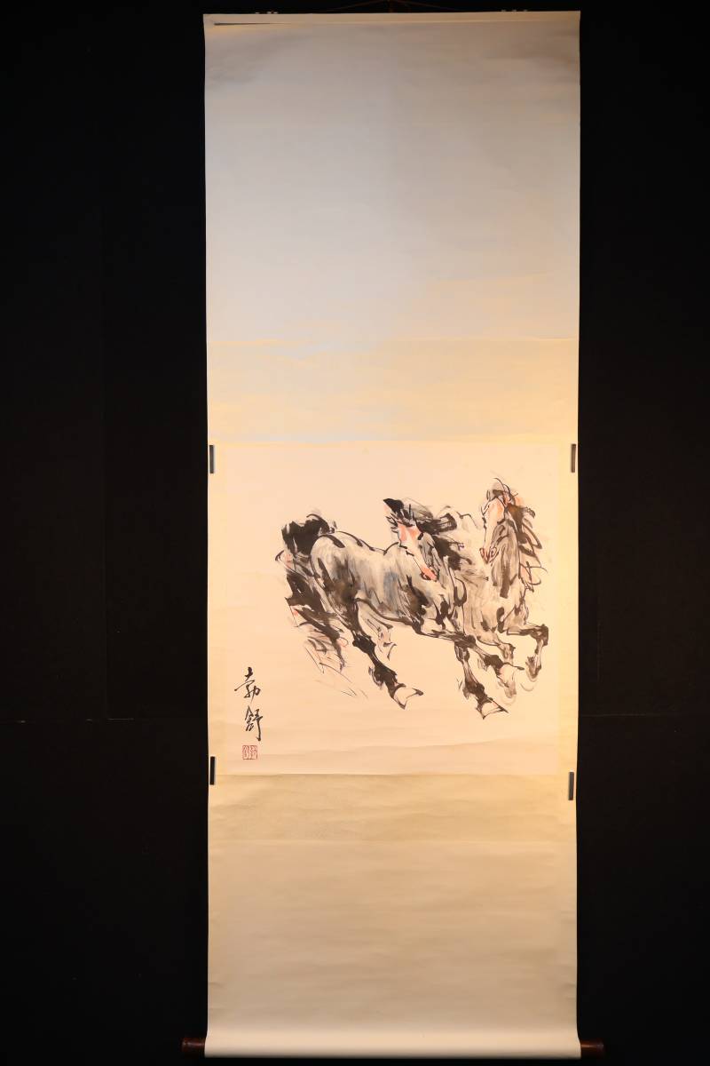 掛軸 劉勃舒 駿馬図 紙本肉筆 / 中国画 人物図 山水図 花鳥図 日本 