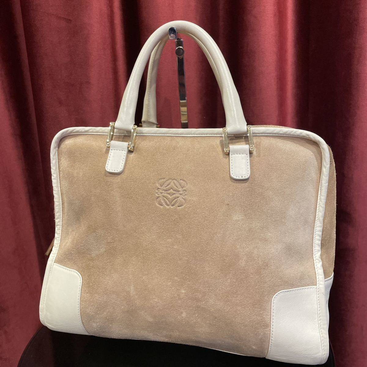 鑑定済 LOEWE ロエベ アマソナ28 スエード ハンドバッグの通販はau 