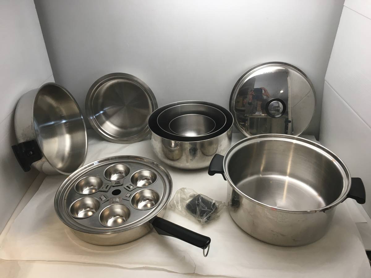 ■Amway Queen アムウェイ クイーン 片手鍋 両手鍋 27cm / 万能カップ / ミキシングボウル 3点 他 セット まとめ■