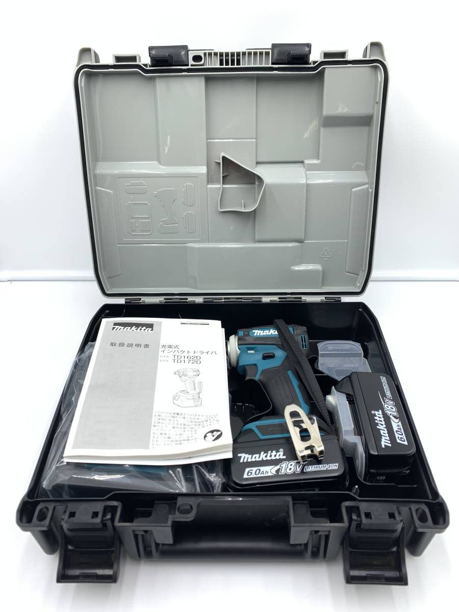 K057 makita【未使用】 マキタ 充電式インパクトドライバ TD172DRGX ブルー 18V 6.0Ah バッテリー2個