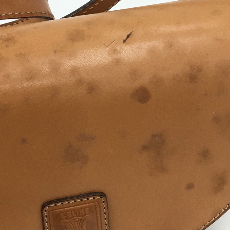 CELINE セリーヌ マカダム ショルダーバッグ 値段 ワンショルダーバッグ 日本直送 M06CFAI4051 美品 トリンオフ オールド ベージュ レディース PVC 正規 名牌中古包