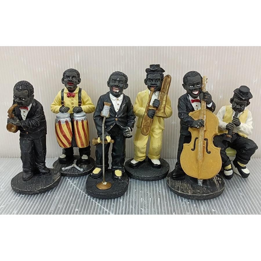 ジャズバンドフィギュアセット 7体 黒人 ジャズバンド 置物 人形6個セット 楽団 フィギュアの値段と価格