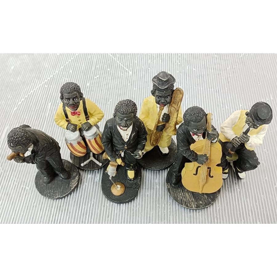 黒人 ジャズバンド 置物 人形6個セット 楽団 フィギュアの値段と価格