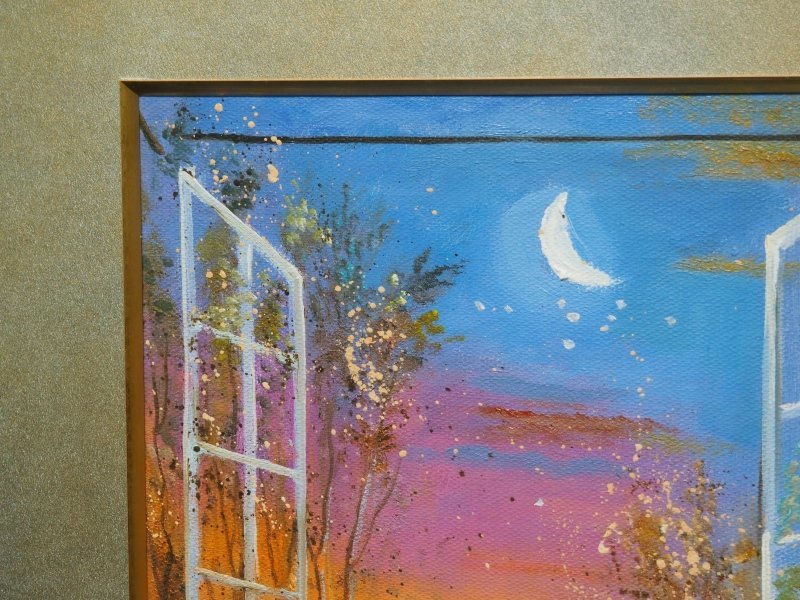 A458 真作 織田広比古 月光のセレナーデ 油絵 洋画 F4 絵画 織田広