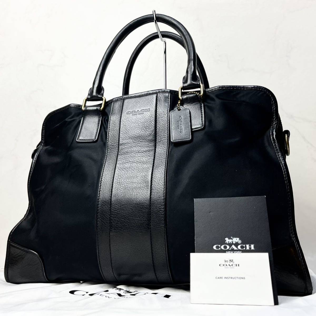 紳士の嗜み】 COACH コーチ ナイロン × レザー ビジネスバッグ 