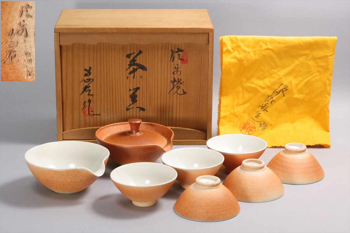 403-5　大西忠左　茶器揃　急須　湯冷まし　煎茶碗　共箱　煎茶道具
