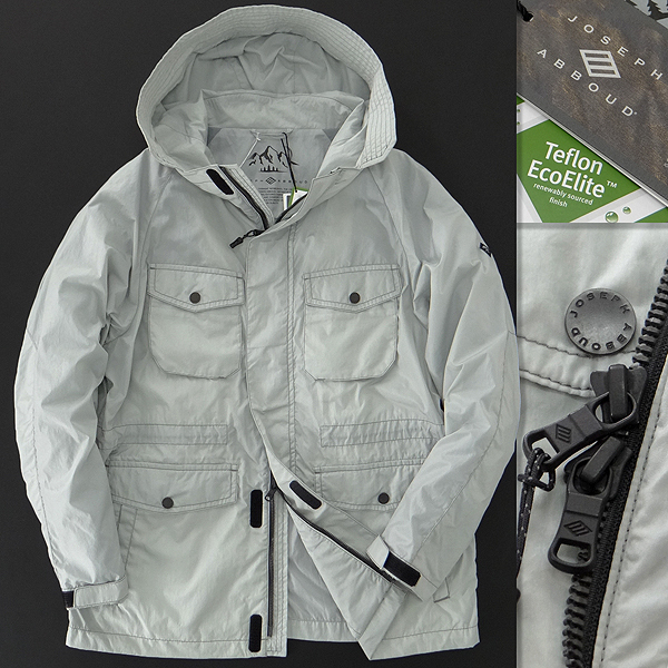 新品 ジョセフアブード MOUNTAIN 撥水 Teflon マウンテン パーカー LL 灰系 【J45899】 春夏 JOSEPH ABBOUD ナイロン フード ブルゾン