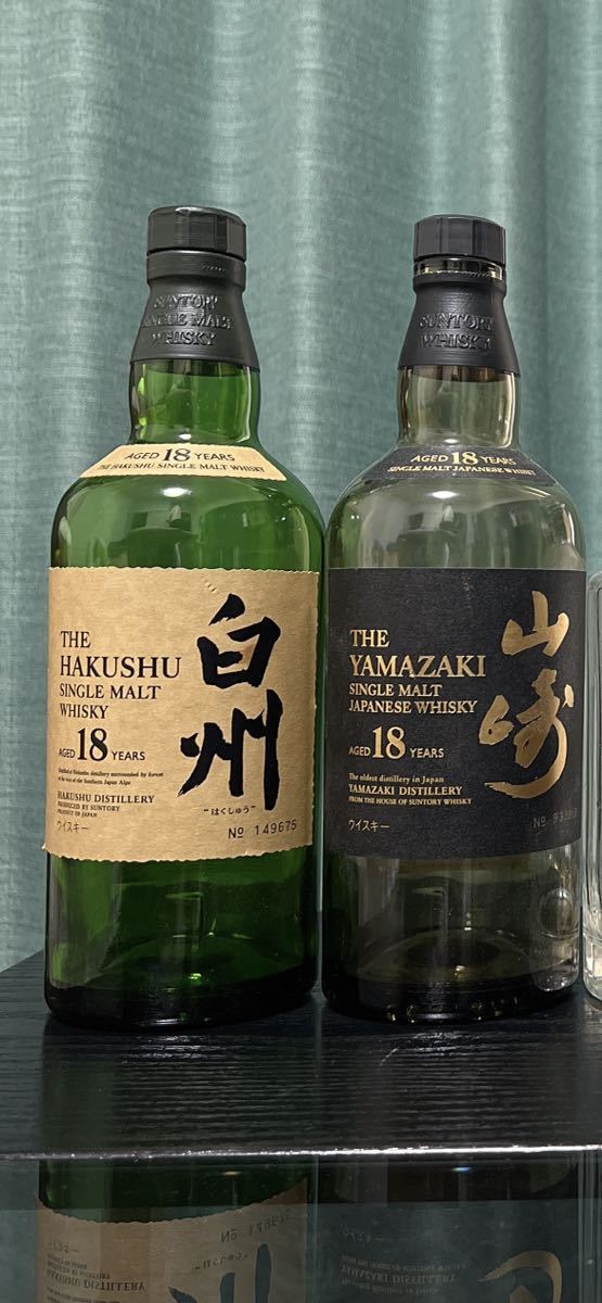 【空瓶 】山崎18年 白州18年 サントリー ウイスキー 2本セット 白州18年 山崎18年 サントリー 2本セット 山崎18年空き瓶 空瓶