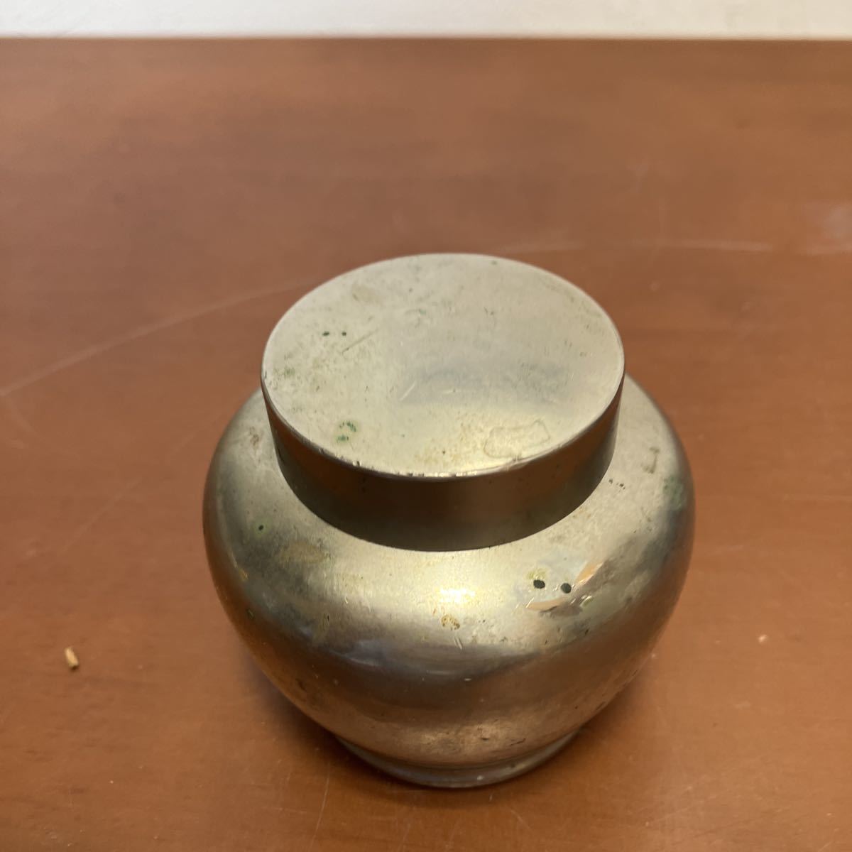 煎茶道具 茶壷 茶入 錫製 中国古玩 乾茂號造 古錫 時代