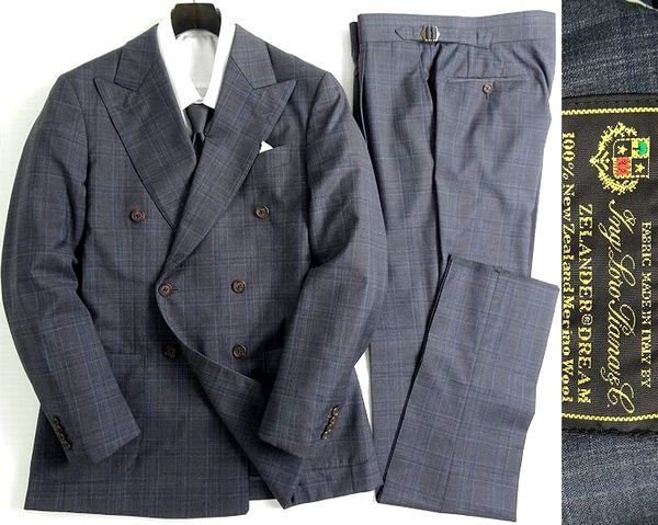 ■RICHIESTA リキエスタ 定22万 日本製 伊製生地Loro Piana NZ産メリノウール ダブルジャケット パンツ スーツ 185A8879 A6▲100▼bus1619d