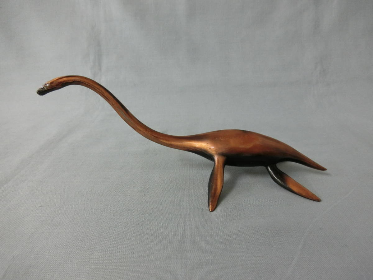 プレシオサウルス　フタバスズキリュウ　首長竜　恐竜　置き物　金属　銅　アンティーク　工芸品　小物