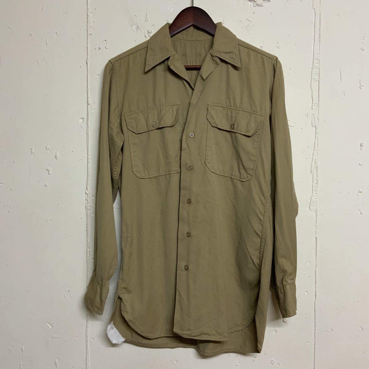 40s50s米軍実物カーキコットンシャツチノシャツビンテージ40年代50年代