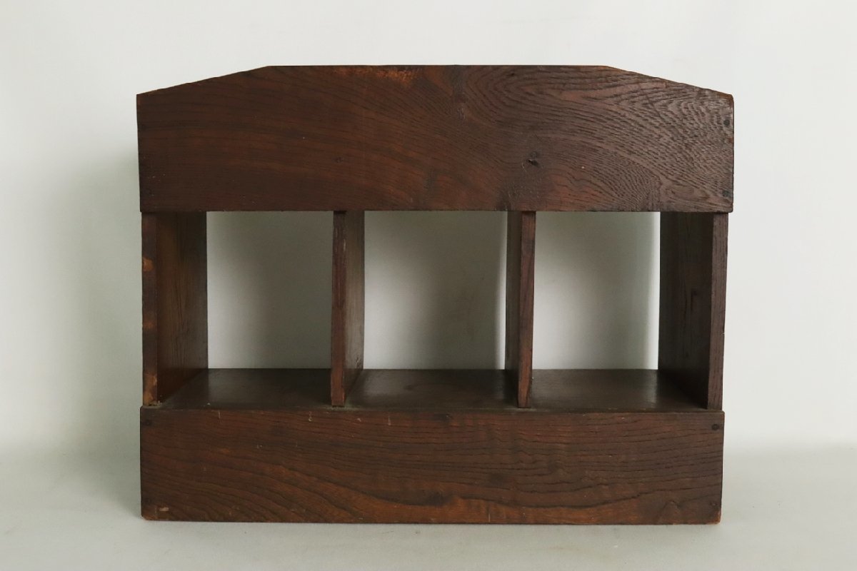 TB526持ち手付き 古い木味の引き出し10段棚◇木製/昭和レトロ/収納