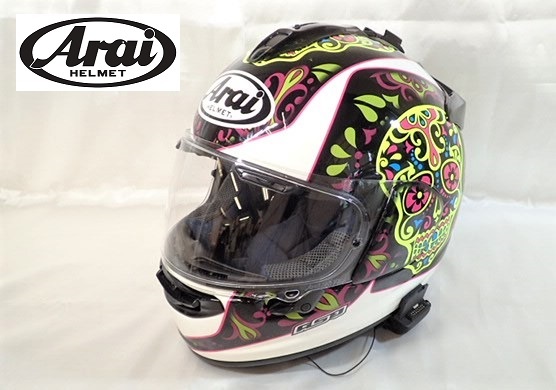 4265[M]◆ARAI アライ◆VECTOR-X/CALAVERA/ビクターX/カラベラ/HELMET/ヘルメット/フルフェイス/57-58cm/日本製/SENA/セナ/Bluetooth