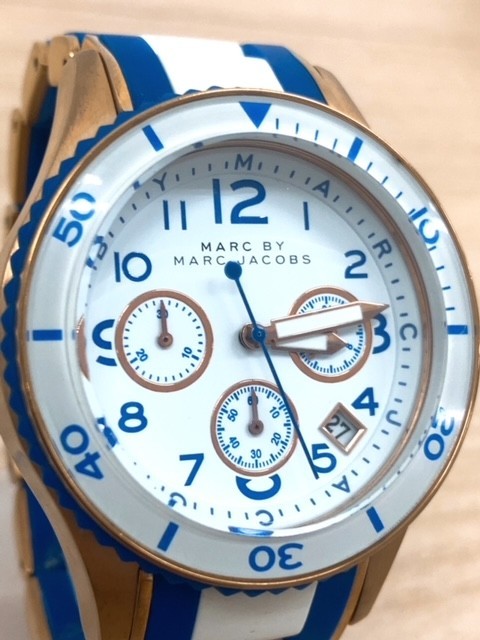 1円 中古品 腕時計 MARC BY MARC JACOBS マークバイマークジェイコブス クオーツ クロノグラフ アナログ 動作確認済み 新品電池交換済み