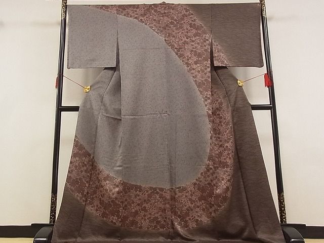 着物屋こころ■訪問着　型染め　草花文　暈し染め　ロング丈　着丈172cm　裄丈68cm　正絹　逸品　A-zi4376