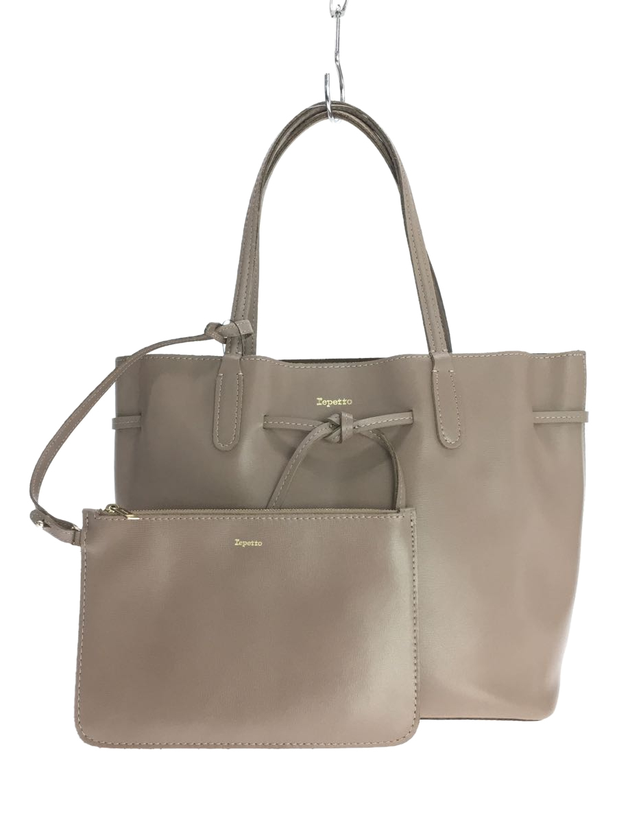 repetto◆トートバッグ/レザー/BEG/無地