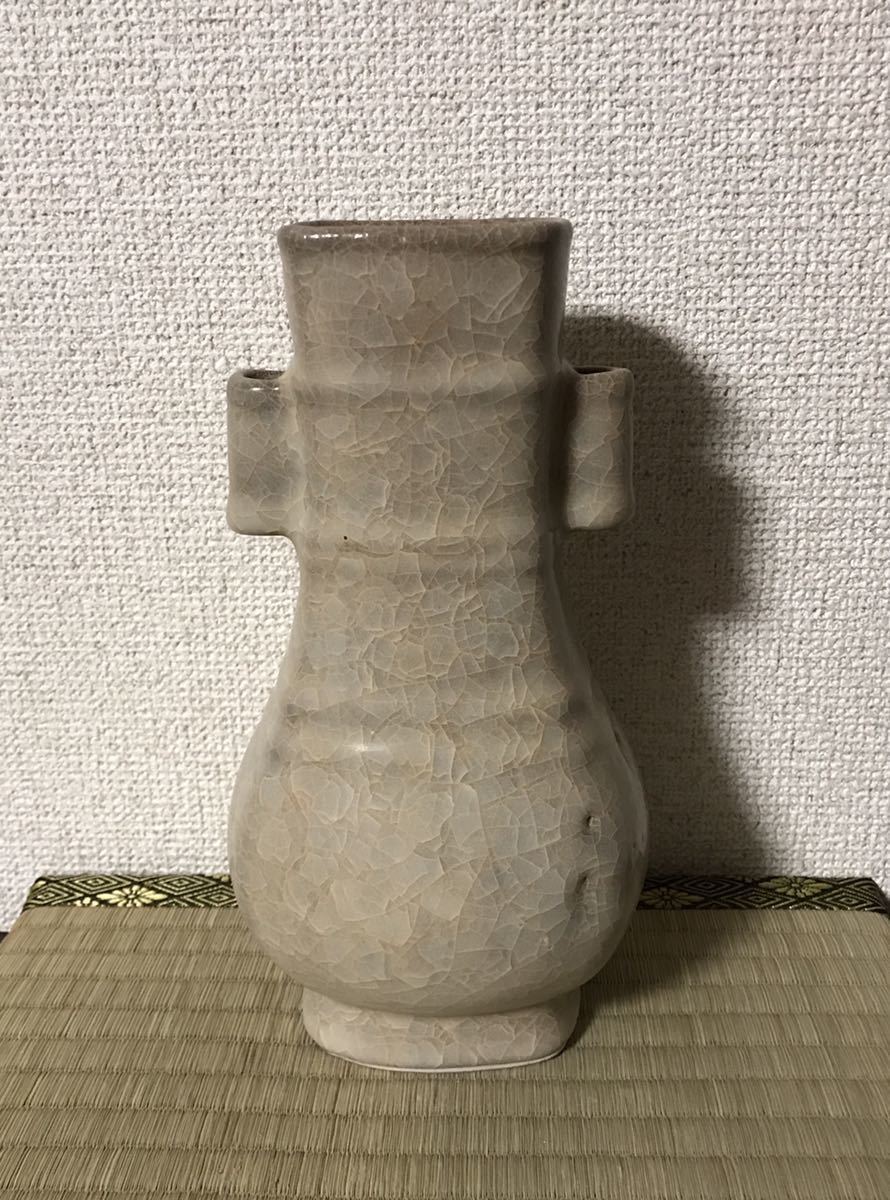 中国古美術/南宋青釉雙魚龍耳花瓶/倉庫整理品 中国古美術/南宋青釉雙魚