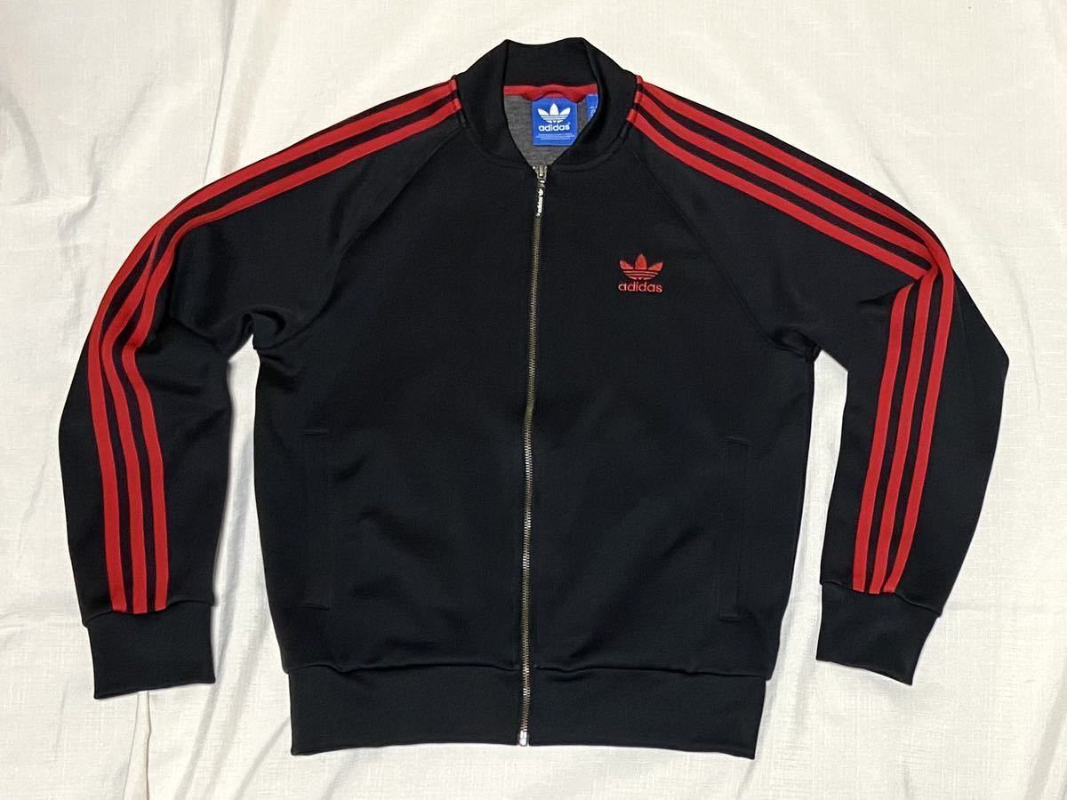 美品 adidas オリジナルス ATP 復刻 黒 赤 トレフォイルロゴ トラックジャケット ジャージ トラックトップ ブラック 正規品アディダス SST