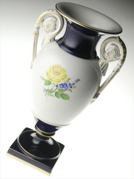 N481 Meissen マイセン コバルト 金彩 フラワーブーケ 5つ花 耳付 脚付