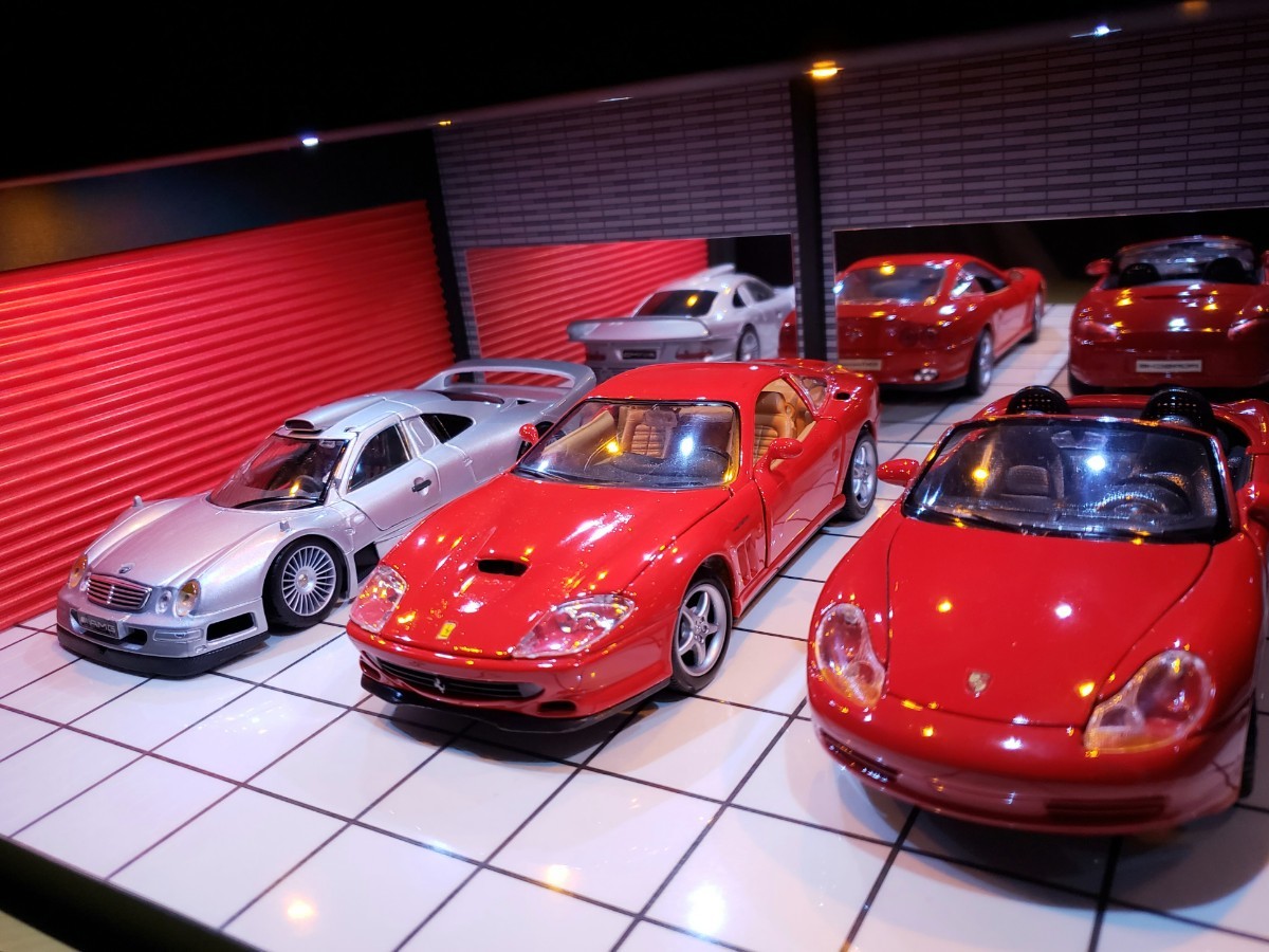 1/24 1/18 LED照明付 ショーケース ガレージ ジオラマ ショールーム 1