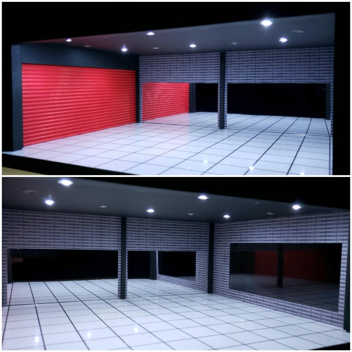 1/24 1/18 ミニカー ジオラマ ショーケース LED照明付 ショールーム 1