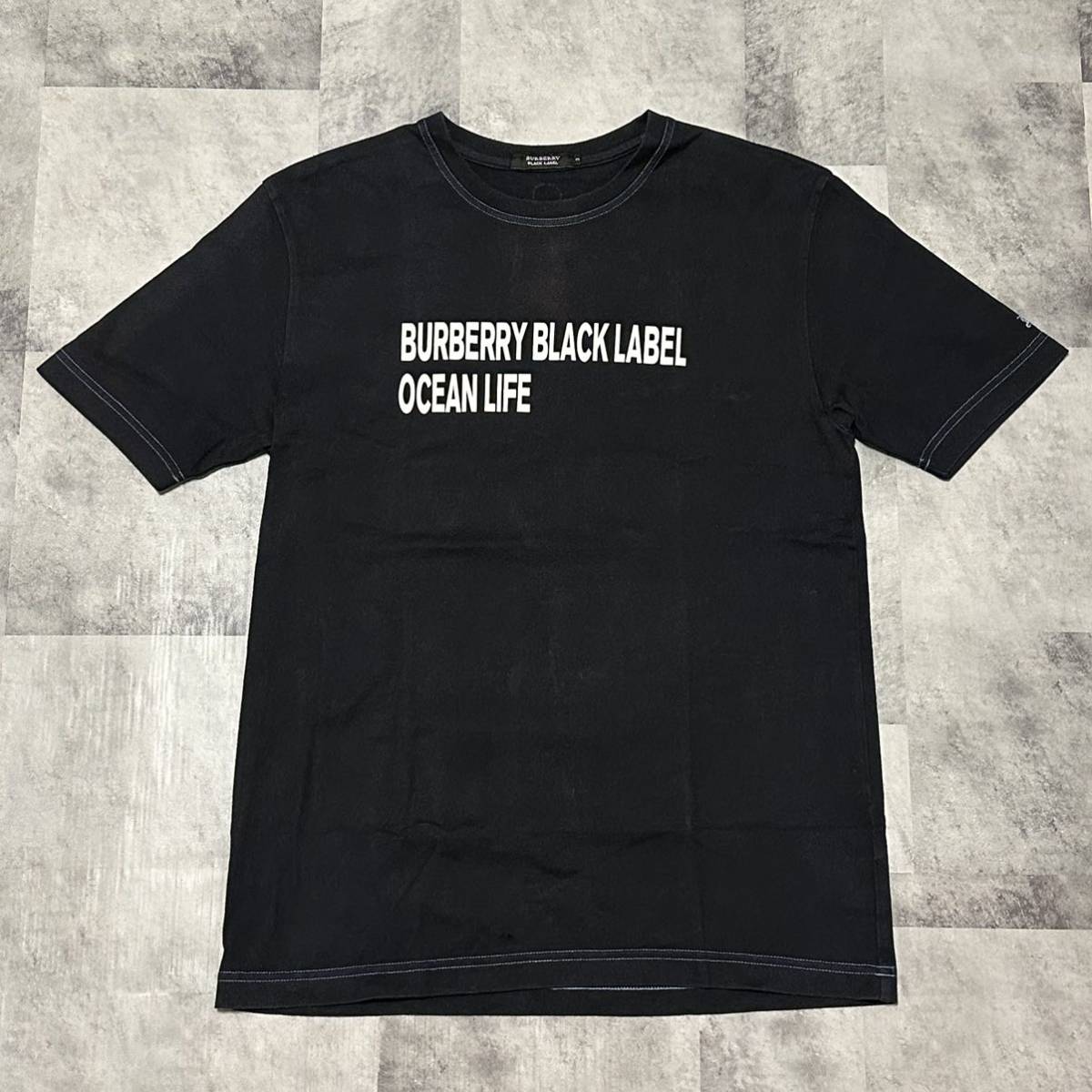 バーバリーブラックレーベル BURBERRY BLACK LABEL Tシャツ 半袖 スカル ラインストーン ホースロゴ ブラック 黒 サイズ3