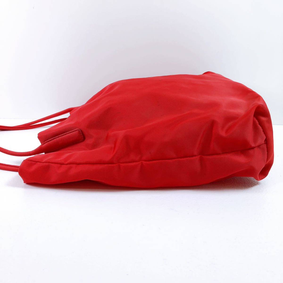 63【中古】PRADA プラダ トートバッグ 三角ロゴプレート レッド