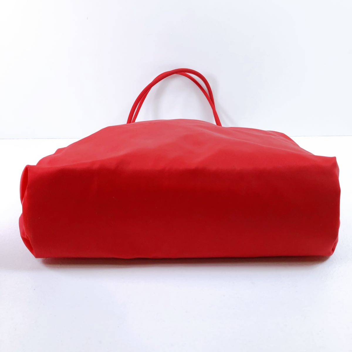 63【中古】PRADA プラダ トートバッグ 三角ロゴプレート レッド