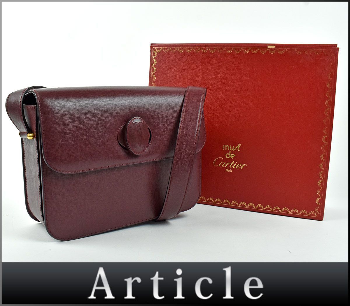 145794△ Cartier カルティエ マストラインC2ロゴ ショルダーバッグ 