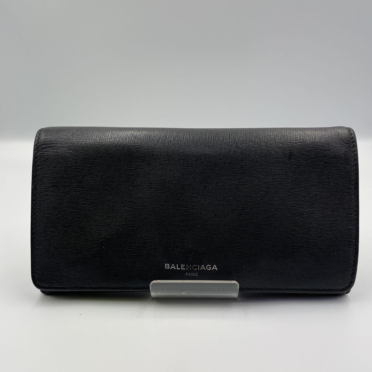 2466- BALENCIAGA バレンシアガ レザー長財布 ウォレット ブラック