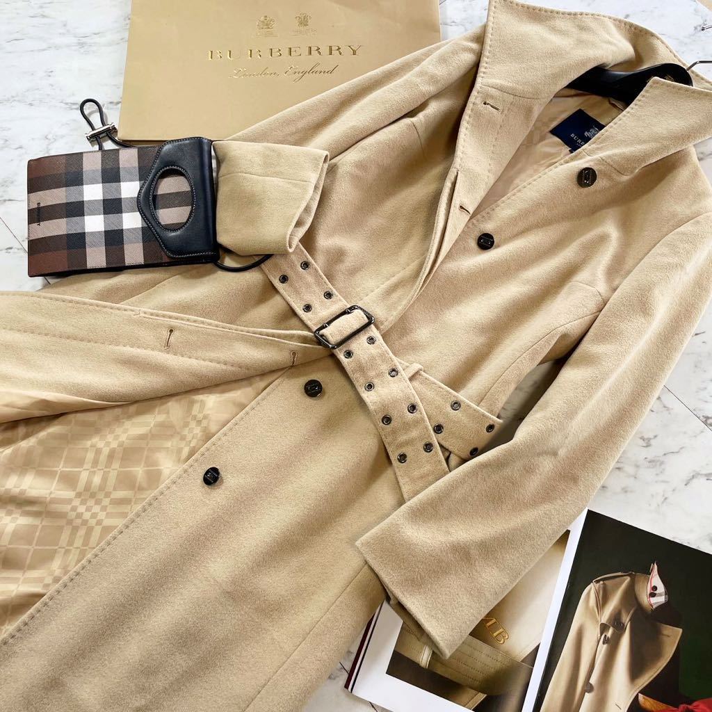定価18万●極美品BURBERRY LONDON アンゴラ製★最高峰トレンチコート★【光沢!!上品な大人トレンチ】●バーバリーコート　レディース　40