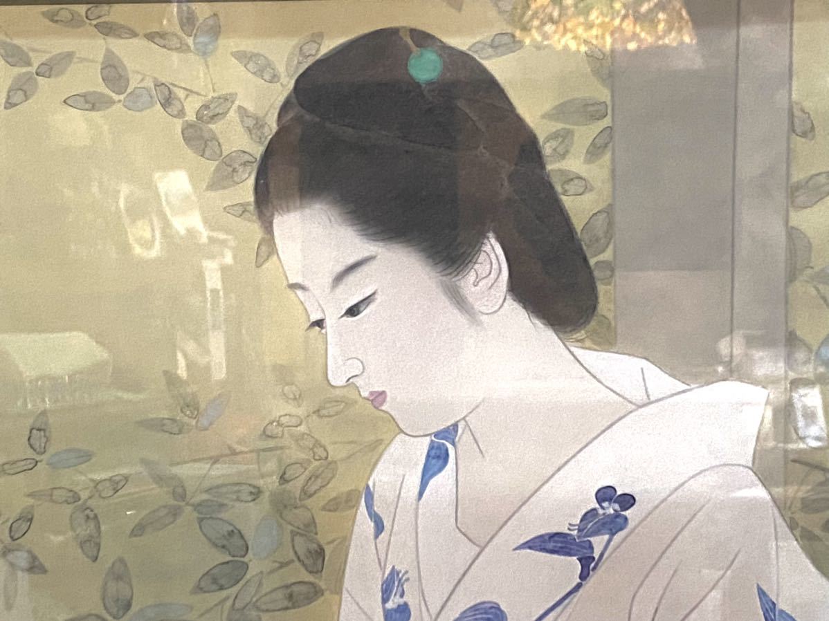 掛軸 竹堂? 立姿美人図 立美人図 浮世絵 美人画 日本画 絹本 落款