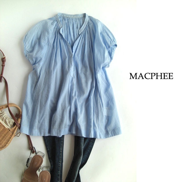 マカフィー(MACPHEE)ふんわりコットンチュニックシャツ　トゥモローランド　38　薄ブルー　