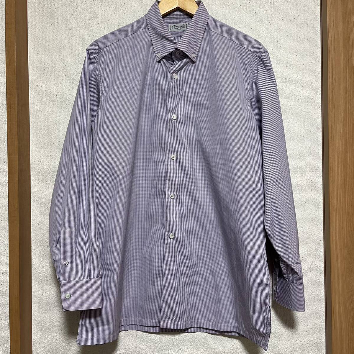 Charvet マイクロチェック柄 ドレスシャツ サイズXL程度 シャルべ 長袖