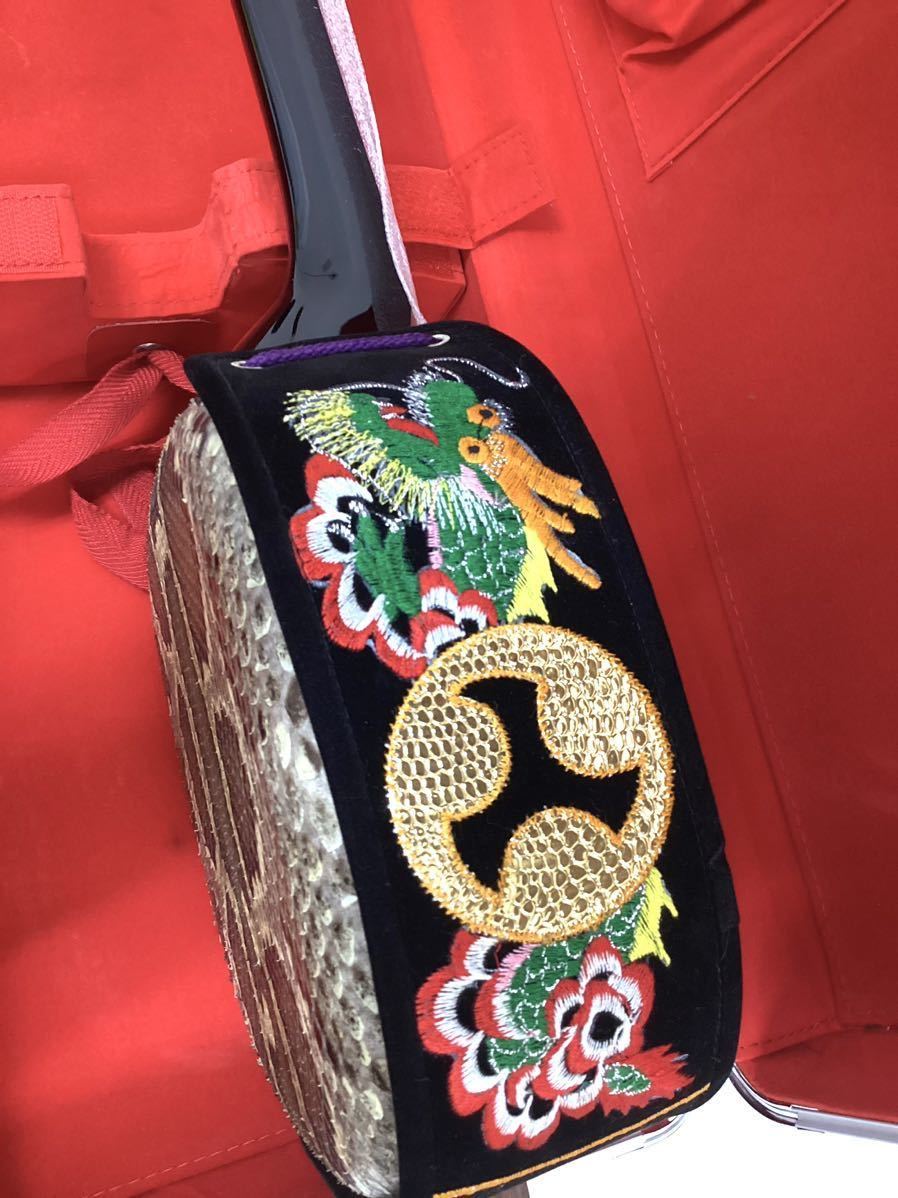 沖縄三線 ゆし木棹 強化張り・蛇皮二重張り 沖縄三線 ゆし木棹 強化