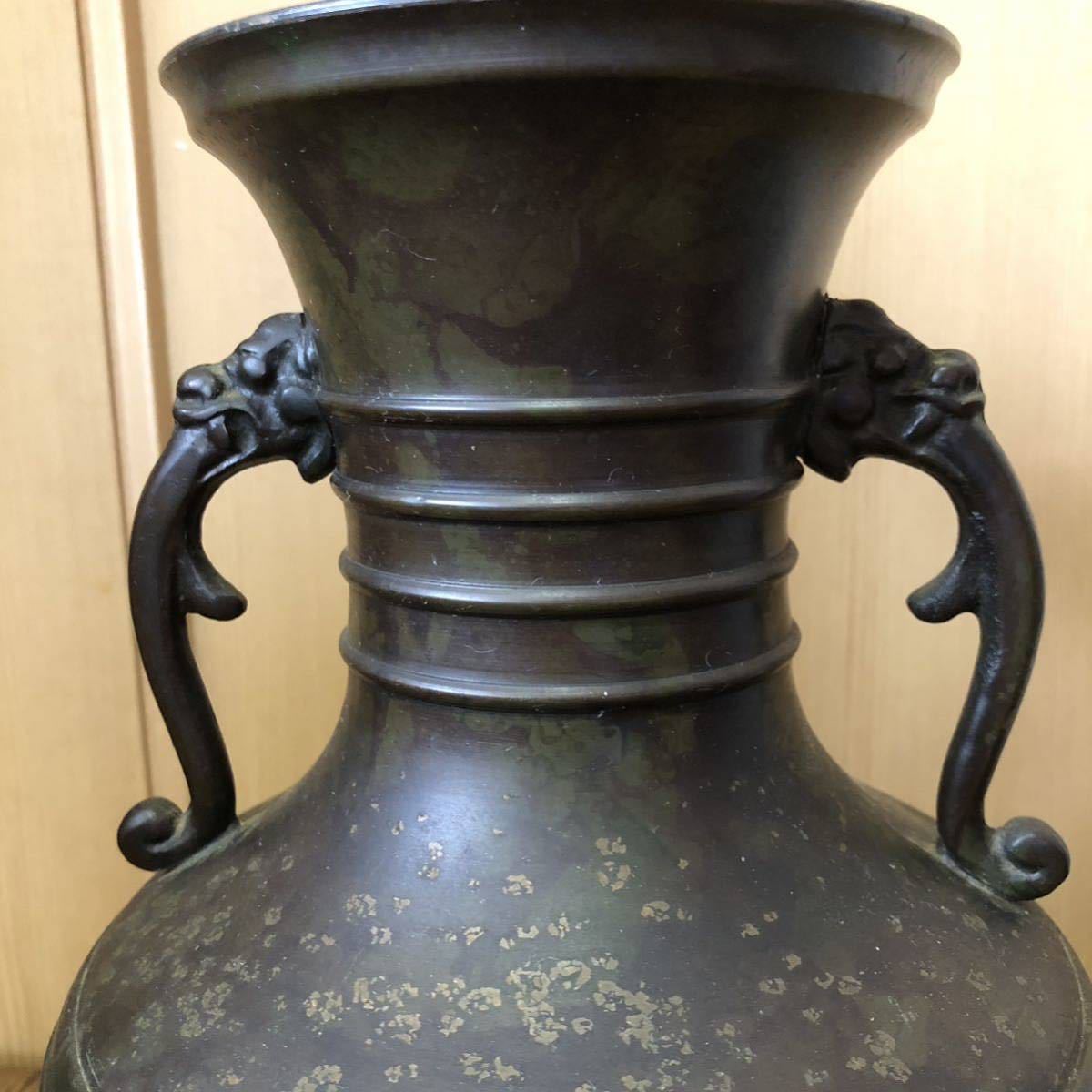 ☆鳳凰/高岡銅器/ 龍仙作/青銅製/耳付/花瓶 /花器/花入れ /中国美術 