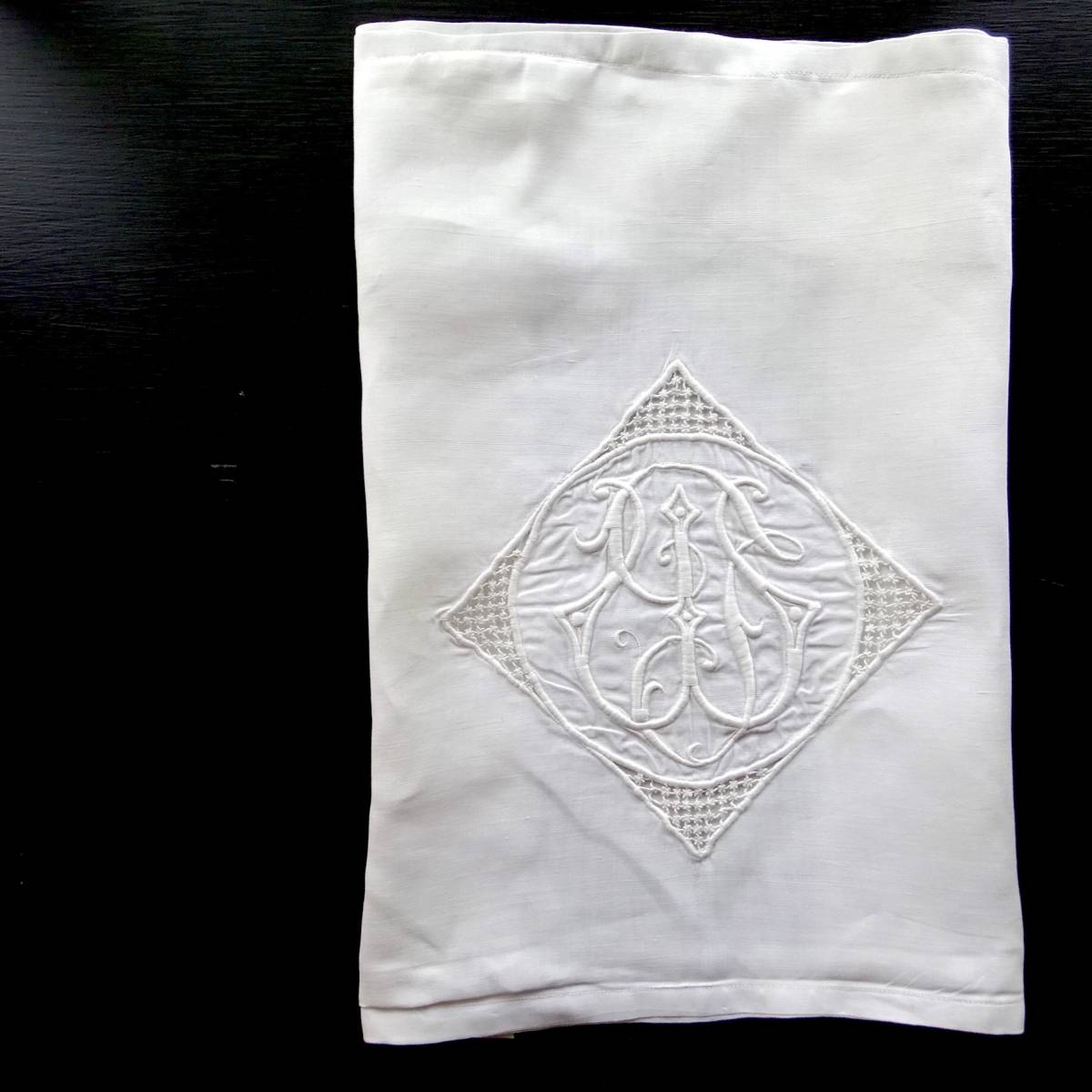 フランス 立体 刺繍 20世紀初期 モノグラム イニシャル - Yahoo 