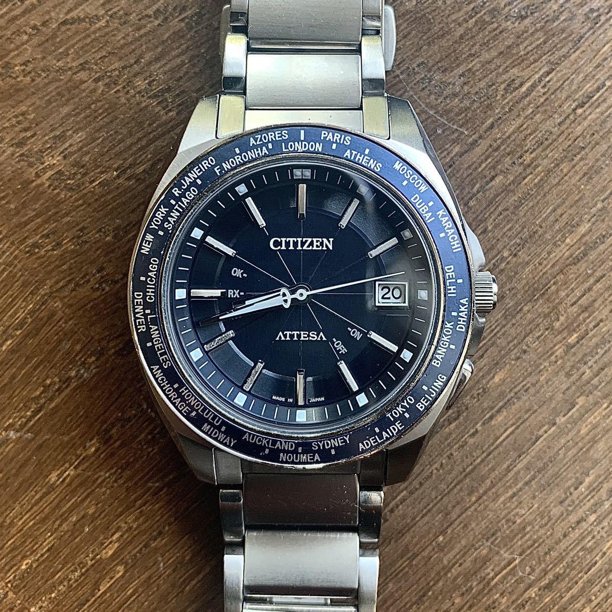 シチズン アテッサ ATD53-3092 チタン ワールドタイム 電波 ソーラー