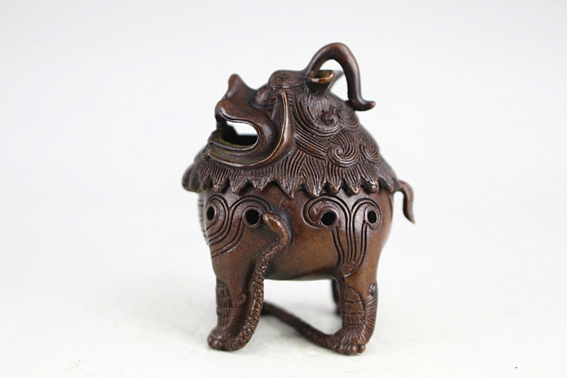 獅子蓋 香炉 三足 白峰 在銘(メ1829) 獅子蓋 香炉 三足 白峰 在銘(メ1829) 香炉/香器『高岡銅器【大和
