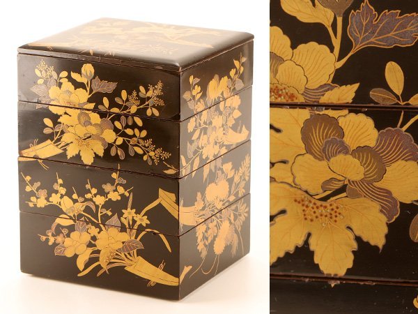 SALE，品質保証 【都屋】2 桐蒔絵 茶箱 高さ 約21.5cm 幅 約15cm×約